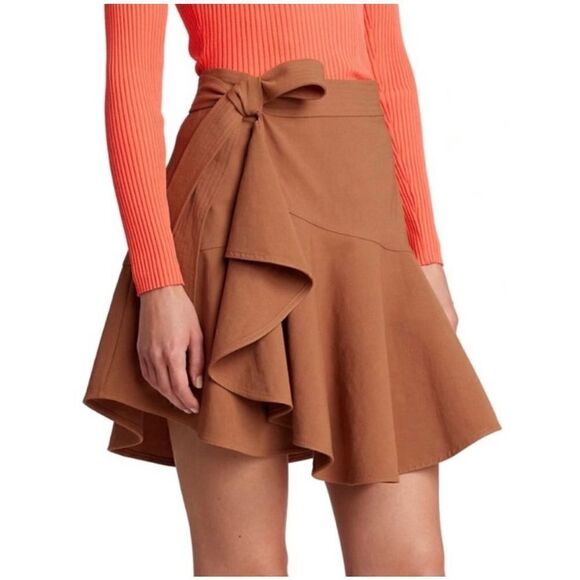 NWT A.L.C Adelaide Linen Blend Ruffle Wrap Skirt - Picture 3 of 8